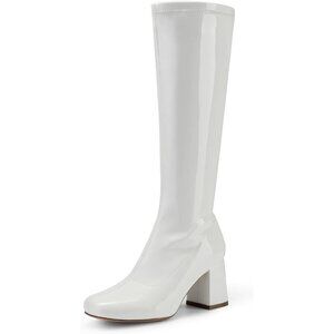 Women's Gogo Boots, Square Toe  Chunky Knee High Boots For Women